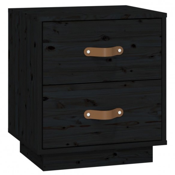 Table de chevet Noir 40x34x45 cm Bois de pin massif