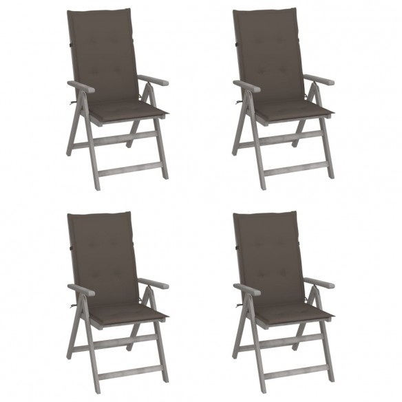 Chaises inclinables de jardin 4 pcs avec coussins Bois d'acacia