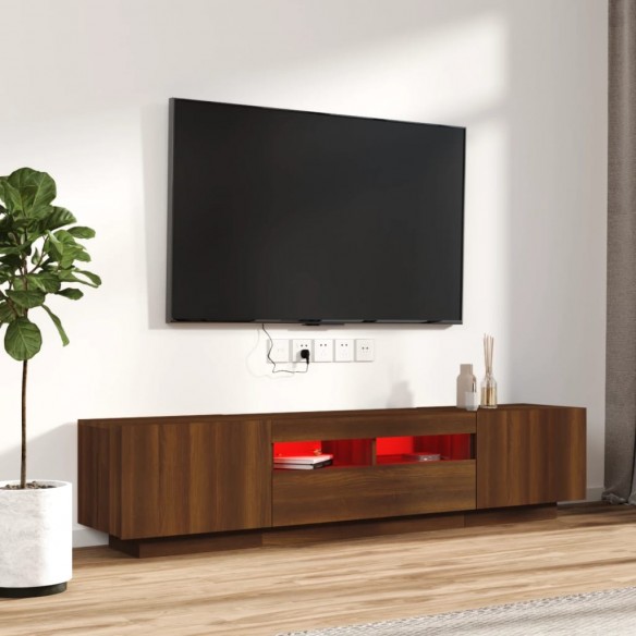 Ensemble de meubles TV avec lumières LED 2 pcs Chêne marron