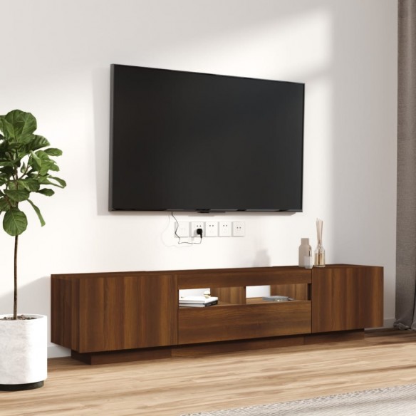 Ensemble de meubles TV avec lumières LED 2 pcs Chêne marron