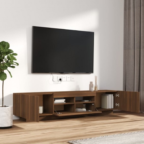 Ensemble de meubles TV avec lumières LED 2 pcs Chêne marron