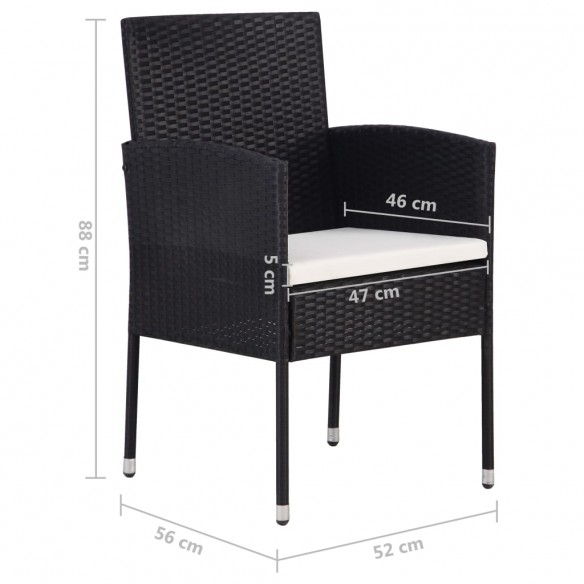 Chaises de jardin 4 pcs Résine tressée Noir