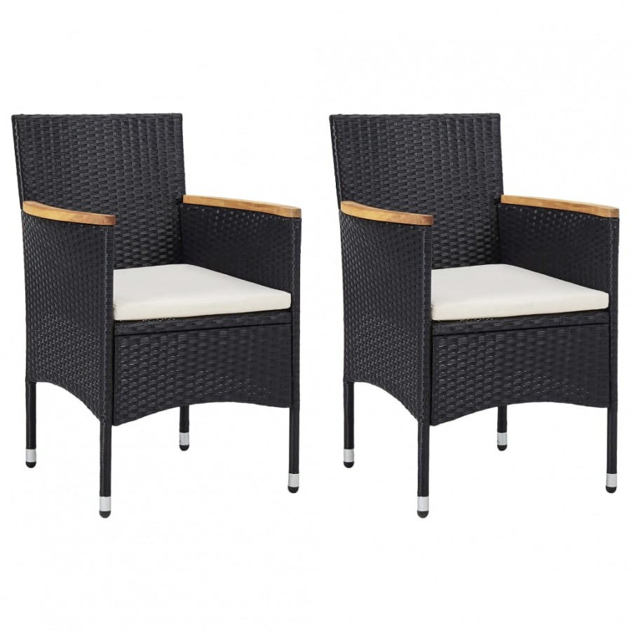 Chaises de salle à manger de jardin 2 pcs Résine tressée Noir