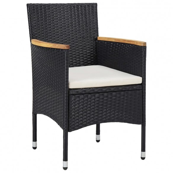 Chaises de salle à manger de jardin 2 pcs Résine tressée Noir