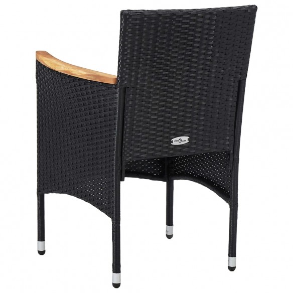 Chaises de salle à manger de jardin 2 pcs Résine tressée Noir