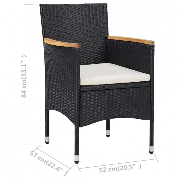 Chaises de salle à manger de jardin 2 pcs Résine tressée Noir