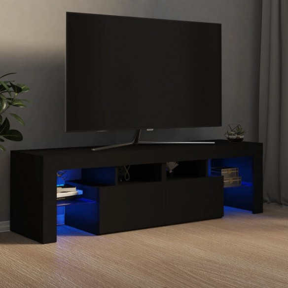 Meuble TV avec lumières LED Noir 140x36,5x40 cm