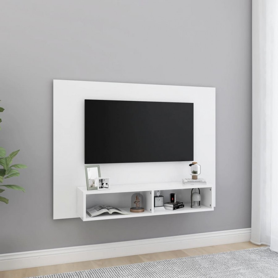 Meuble TV mural Blanc 120x23,5x90 cm Aggloméré