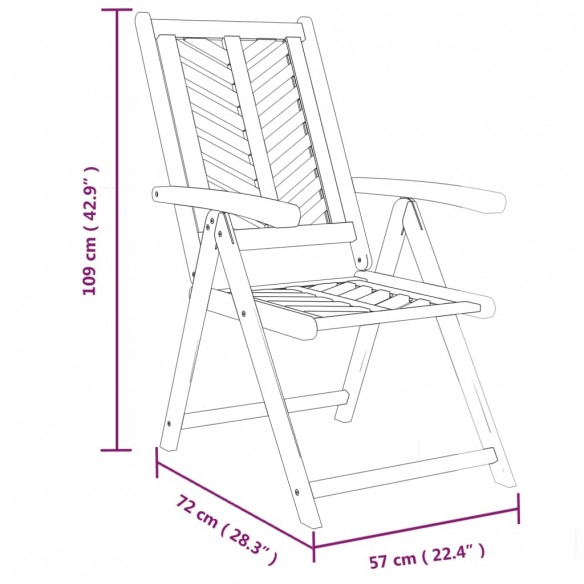 Chaises de jardin inclinables 2 pcs bois massif d'acacia