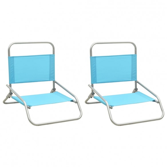 Chaises de plage pliables 2 pcs Turquoise Tissu