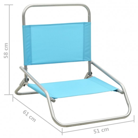 Chaises de plage pliables 2 pcs Turquoise Tissu