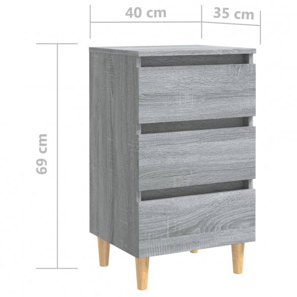 Table de chevet avec pieds en bois Sonoma gris 40x35x69 cm