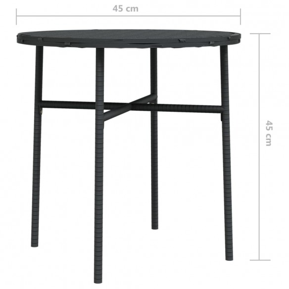 Table à thé Noir 45 cm Résine tressée