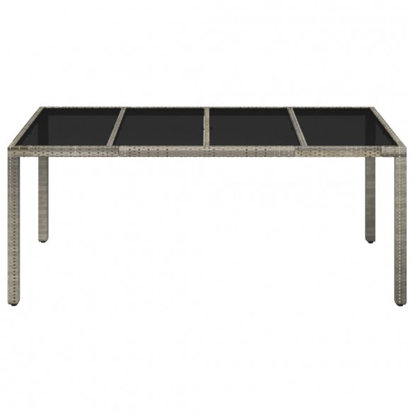 Table de jardin dessus en verre Gris 190x90x75cm Résine tressée