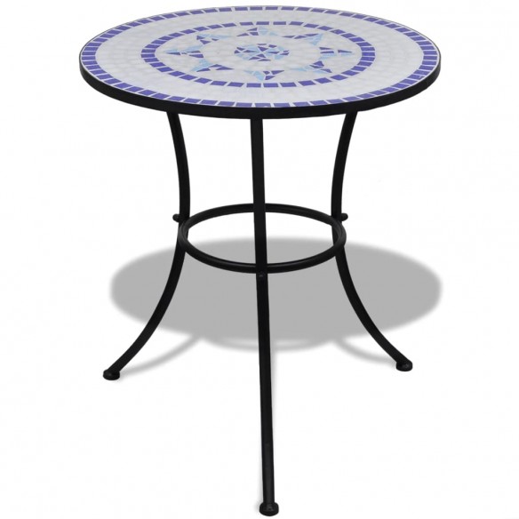 Table de bistro Bleu et blanc 60 cm Mosaïque