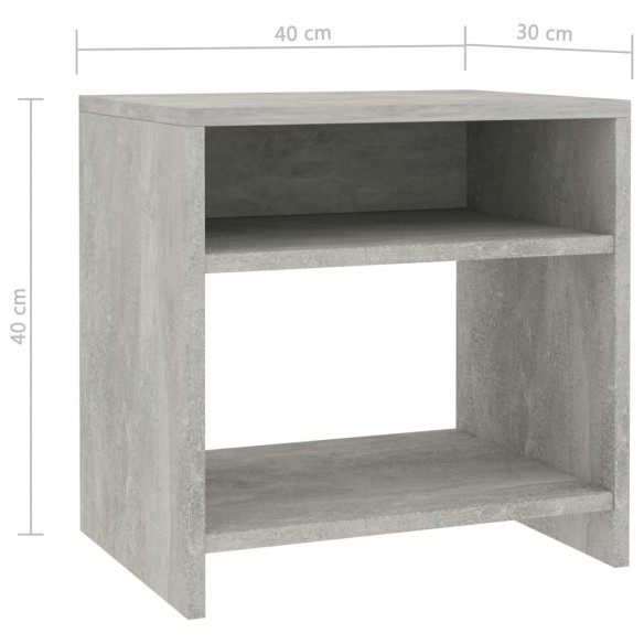 Tables de chevet 2 pcs Gris béton 40x30x40 cm Bois d'ingénierie