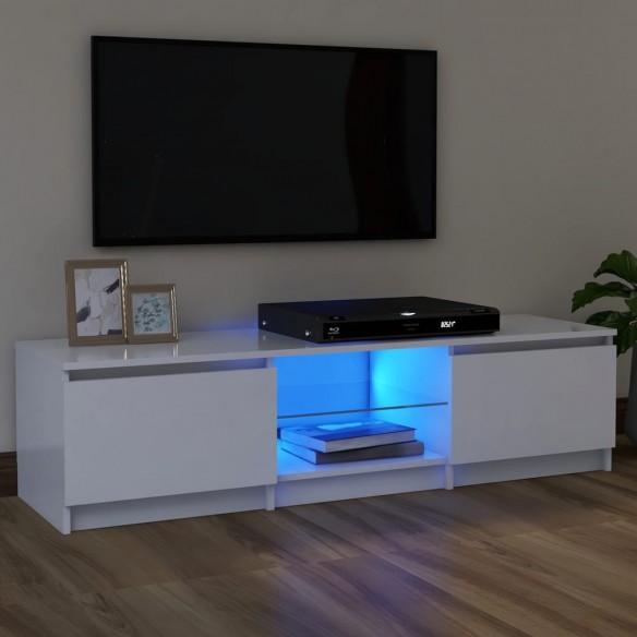 Meuble TV avec lumières LED Blanc 120x30x35,5 cm