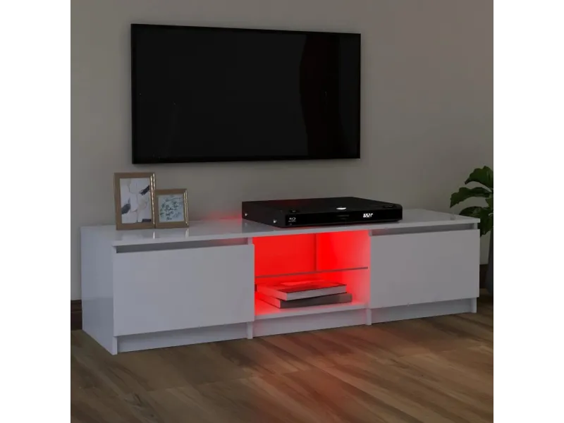 Meuble TV avec lumières LED Blanc 120x30x35,5 cm