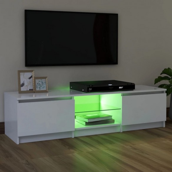 Meuble TV avec lumières LED Blanc 120x30x35,5 cm