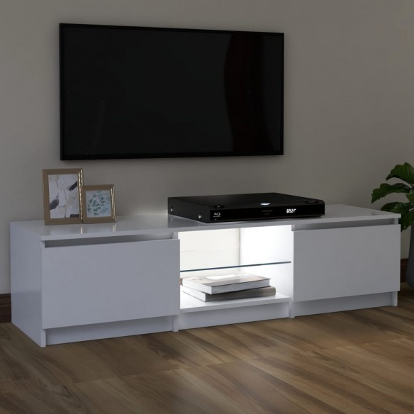 Meuble TV avec lumières LED Blanc 120x30x35,5 cm