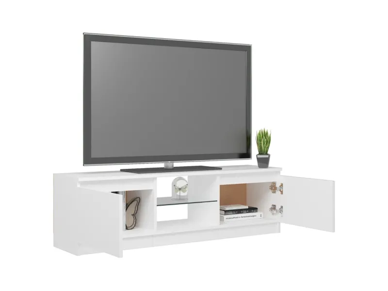 Meuble TV avec lumières LED Blanc 120x30x35,5 cm
