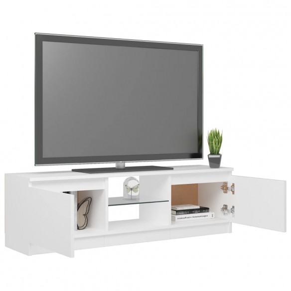 Meuble TV avec lumières LED Blanc 120x30x35,5 cm