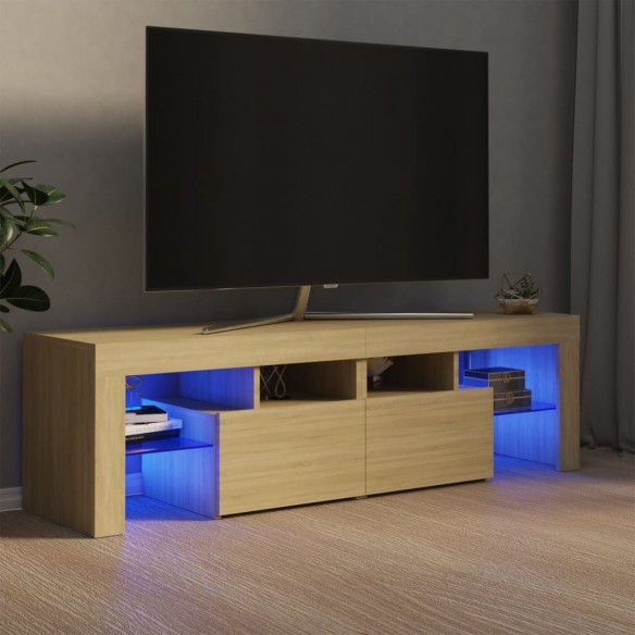 Meuble TV avec lumières LED Chêne sonoma 140x36,5x40 cm