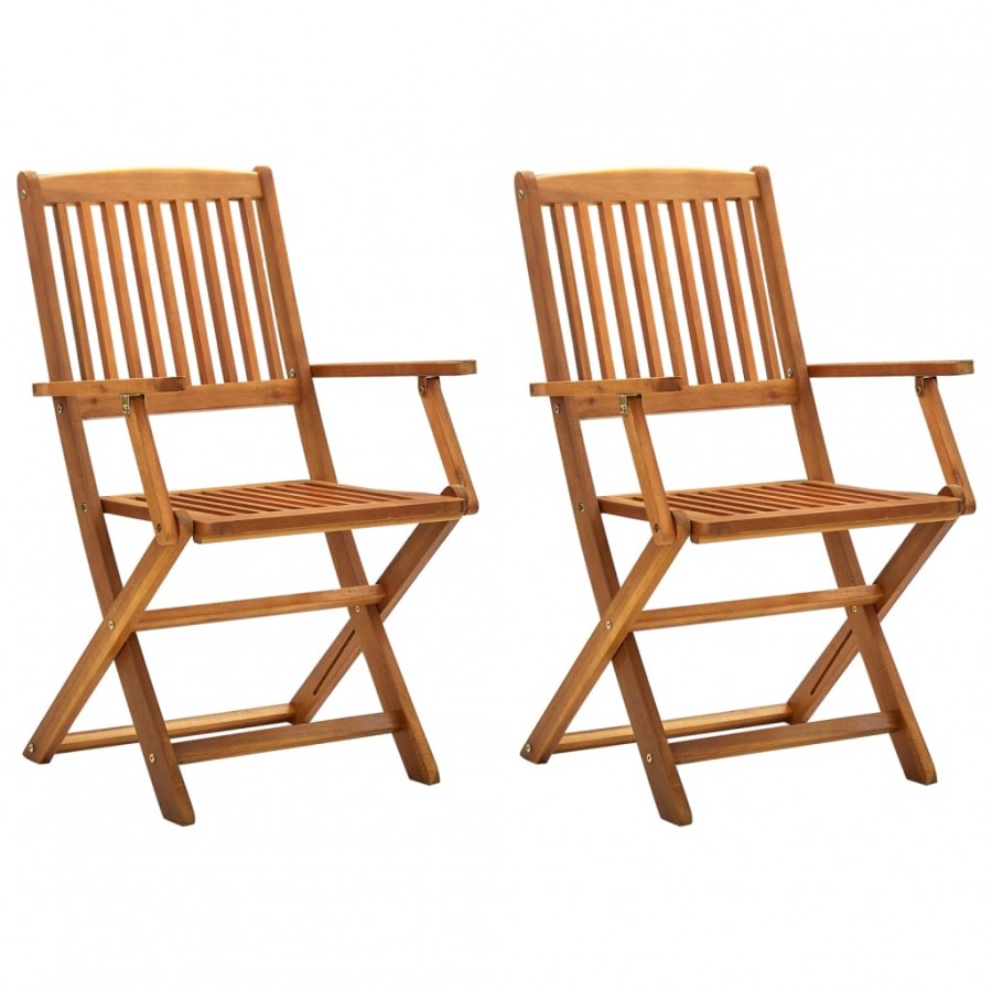 Chaises pliables d'extérieur 2 pcs Bois d'acacia solide