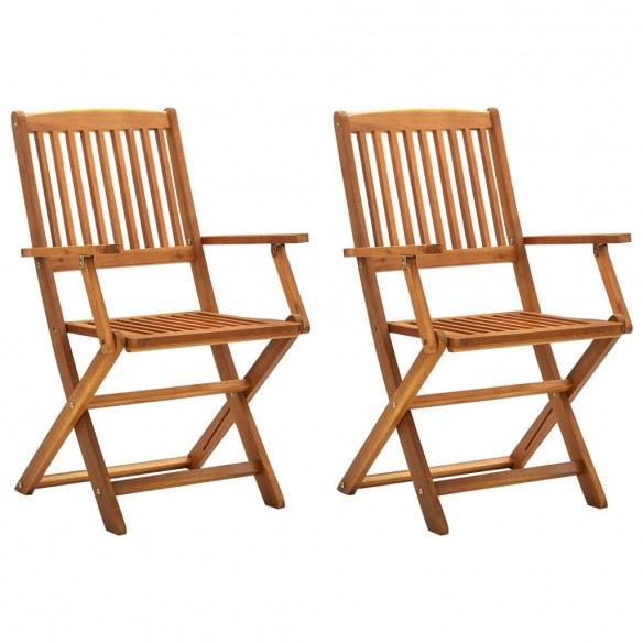 Chaises pliables d'extérieur 2 pcs Bois d'acacia solide