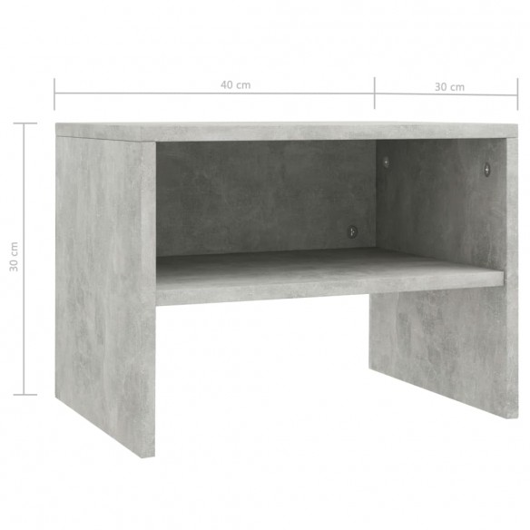 2 pcs Tables de chevet Gris béton 40 x 30 x 30 cm Aggloméré