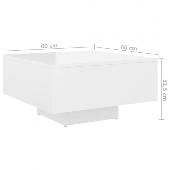 Table basse Blanc brillant 60x60x31,5 cm Aggloméré