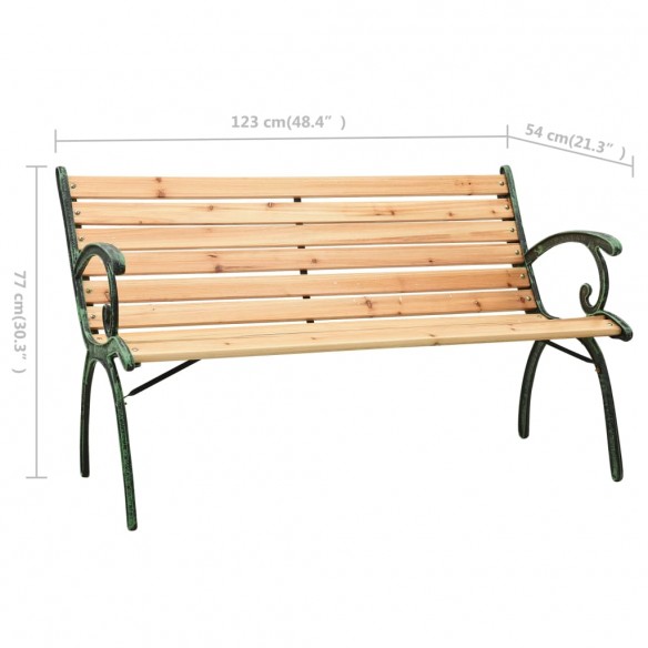 Banc de jardin 123 cm Fonte et bois de sapin massif