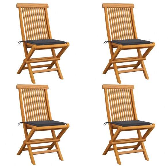 Chaises de jardin avec coussins anthracite 4 pcs Bois de teck