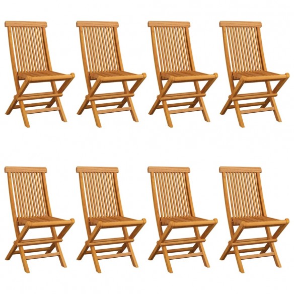 Chaises de jardin avec coussins vert 8 pcs Bois de teck massif