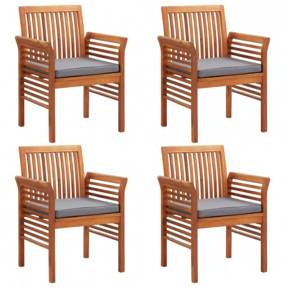 Chaises à dîner de jardin et coussins 4pcs Bois d'acacia massif