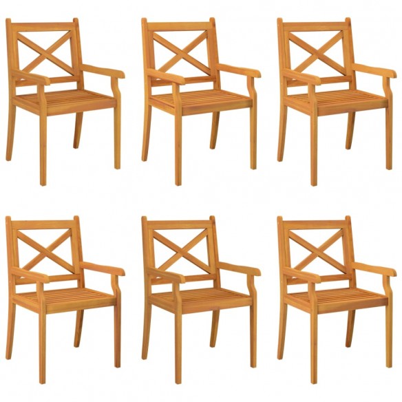 Chaises à dîner d'extérieur 6 pcs Bois d'acacia massif