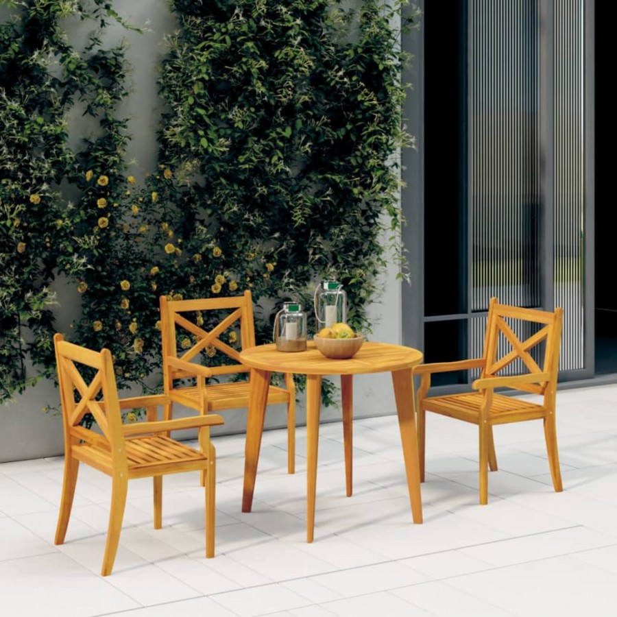 Chaises à dîner d'extérieur 3 pcs Bois d'acacia massif