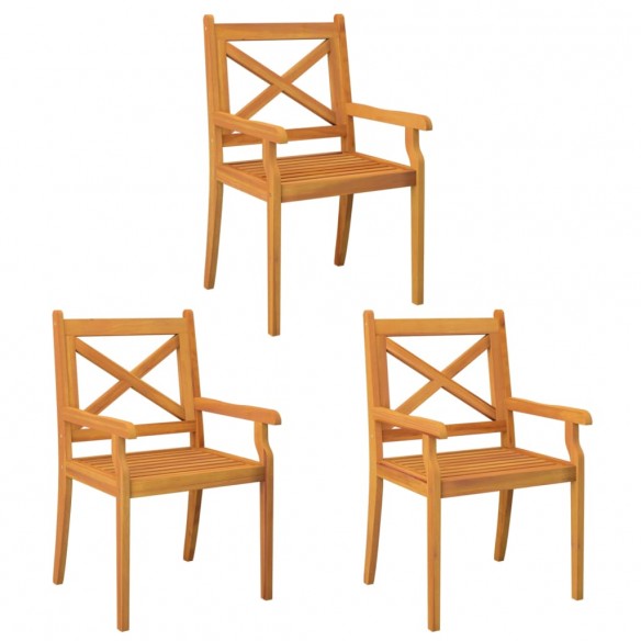 Chaises à dîner d'extérieur 3 pcs Bois d'acacia massif