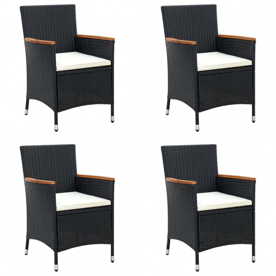 Chaises de salle à manger de jardin 4 pcs Résine tressée Noir