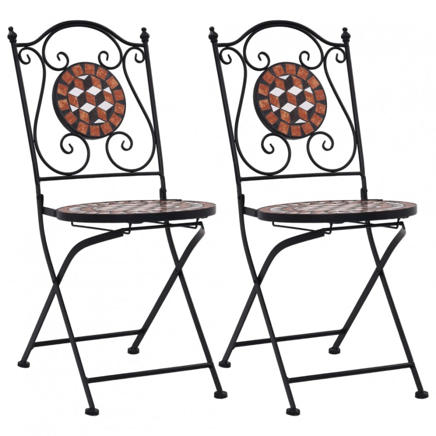 Chaises de bistrot mosaïque 2 pcs Marron Céramique