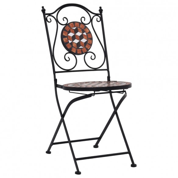 Chaises de bistrot mosaïque 2 pcs Marron Céramique