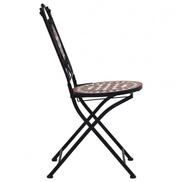 Chaises de bistrot mosaïque 2 pcs Marron Céramique