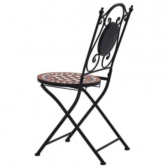 Chaises de bistrot mosaïque 2 pcs Marron Céramique