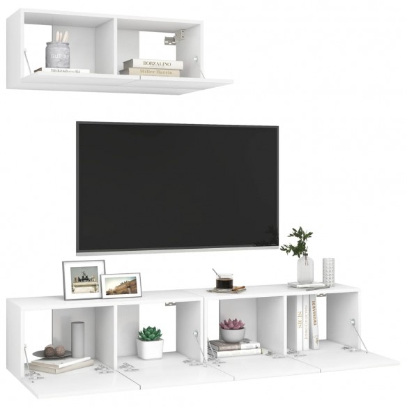 Meubles TV 3 pcs Blanc Aggloméré