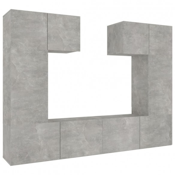 Ensemble de meubles TV 6 pcs Gris béton Bois d'ingénierie