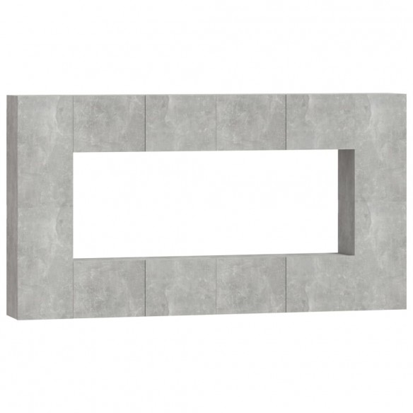 Ensemble de meubles TV 8 pcs Gris béton Bois d'ingénierie