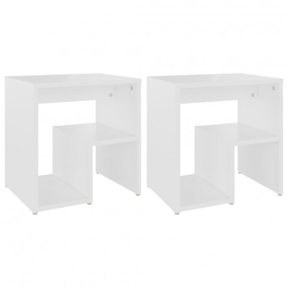 Tables de chevet 2 pcs Blanc 40x30x40 cm Aggloméré