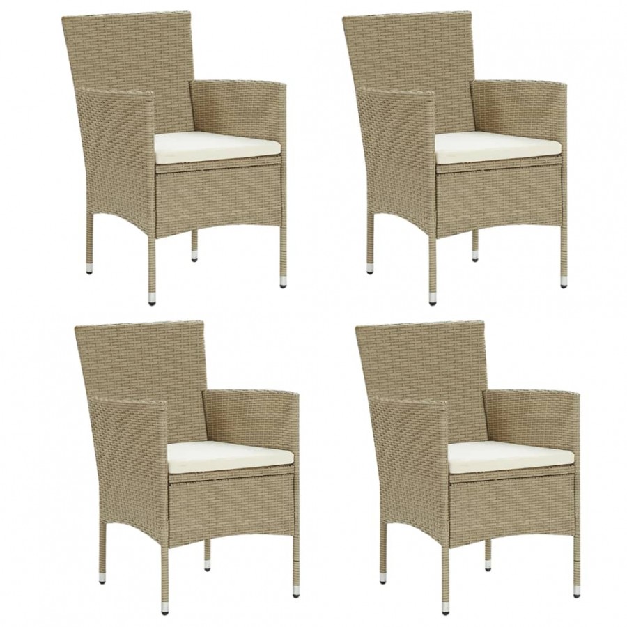 Chaises de salle à manger de jardin 4 pcs Résine tressée Beige