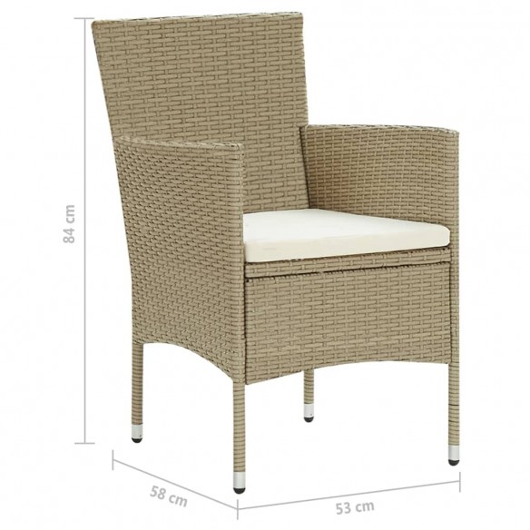 Chaises de salle à manger de jardin 4 pcs Résine tressée Beige