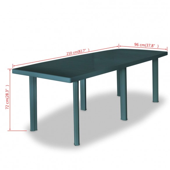 Table de jardin Vert 210 x 96 x 72 cm Plastique